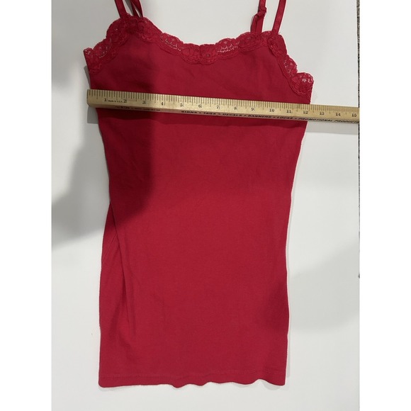 Faded Glory Pink Y2K Cami Tank Top Lace Trim Ribbed Fairy Grunge Milkmaid Small - Picture 8 of 9